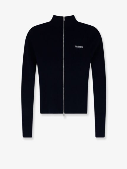 Miu Miu Cotton Cardigan With Front Logo Inlay
