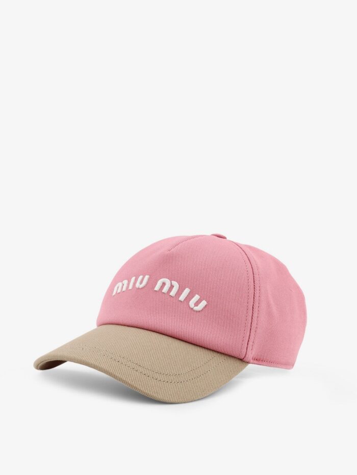 Miu Miu Cotton Hat With Embroidered Lettering Logo