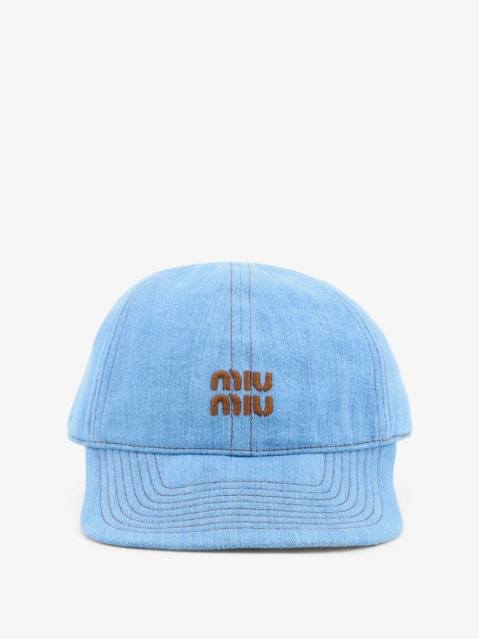 miu miu cotton hat with embroidered logo on the front Miu Miu Cotton Hat With Embroidered Logo On The Front
