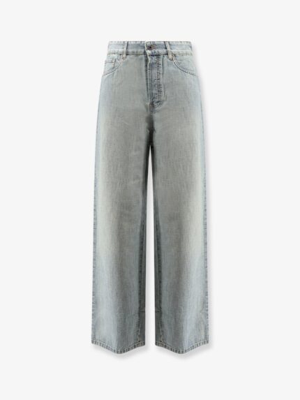 Miu Miu Cotton Jeans With Logo Lettering Embroidery