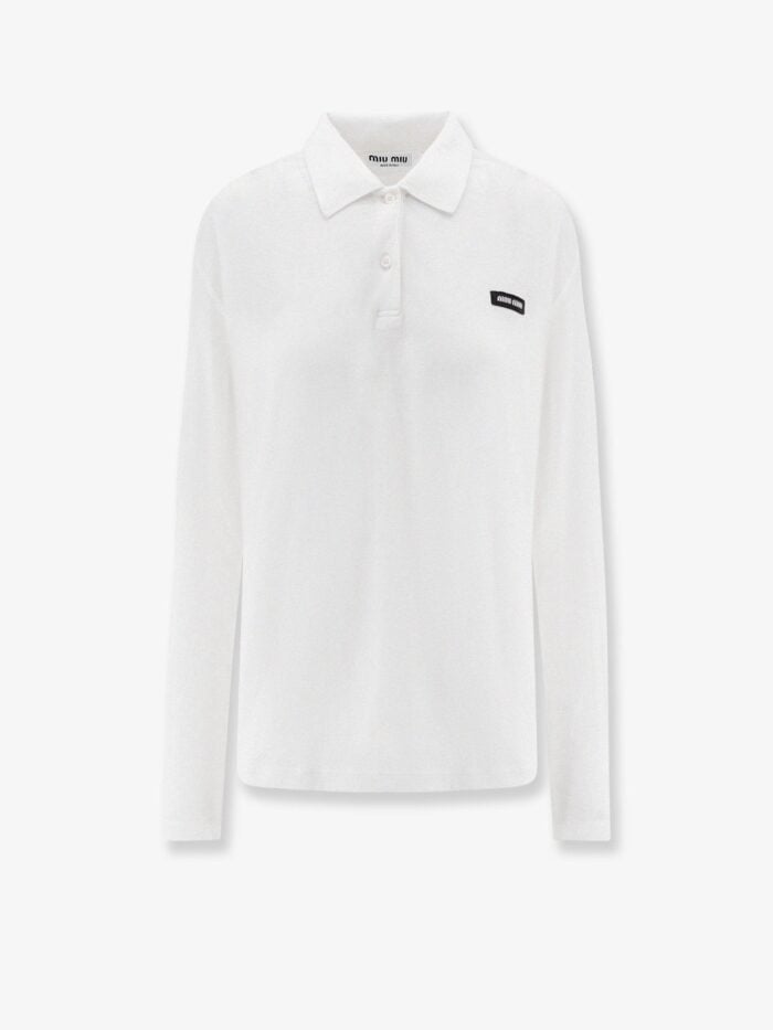 Miu Miu Cotton Jersey Polo Shirt With Logo Patch