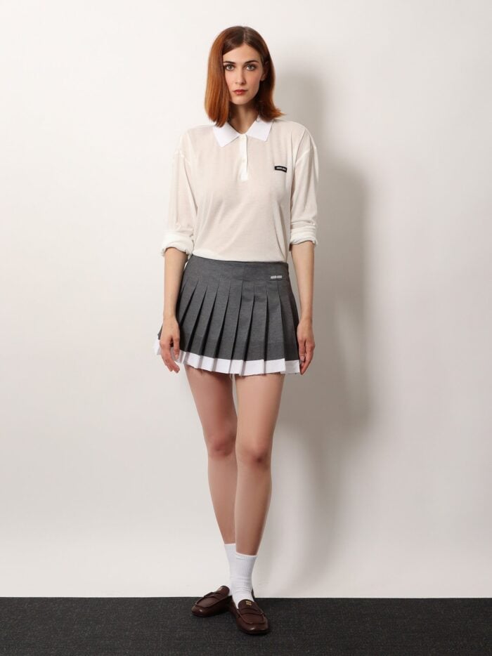 Miu Miu Cotton Jersey Polo Shirt With Logo Patch