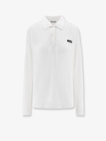 Miu Miu Cotton Jersey Polo Shirt With Logo Patch