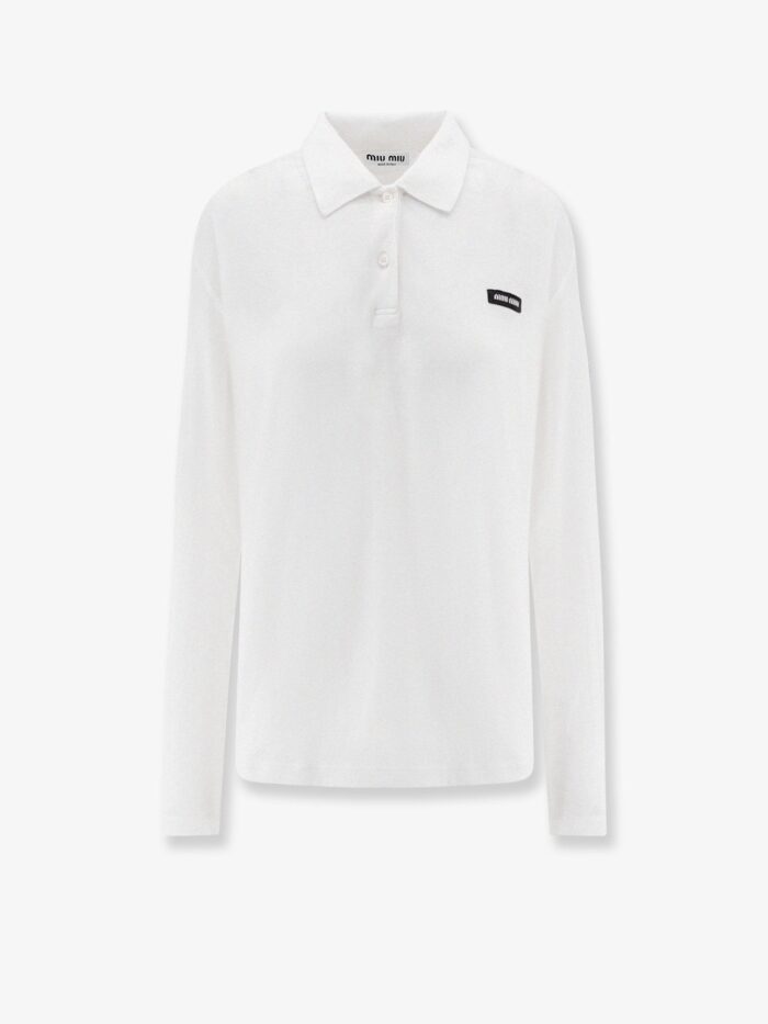 Miu Miu Cotton Jersey Polo Shirt With Logo Patch
