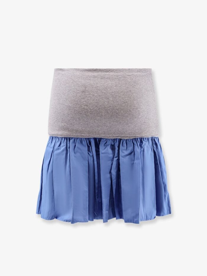Miu Miu Cotton Mini Skirt With High Cashmere And Cotton Band
