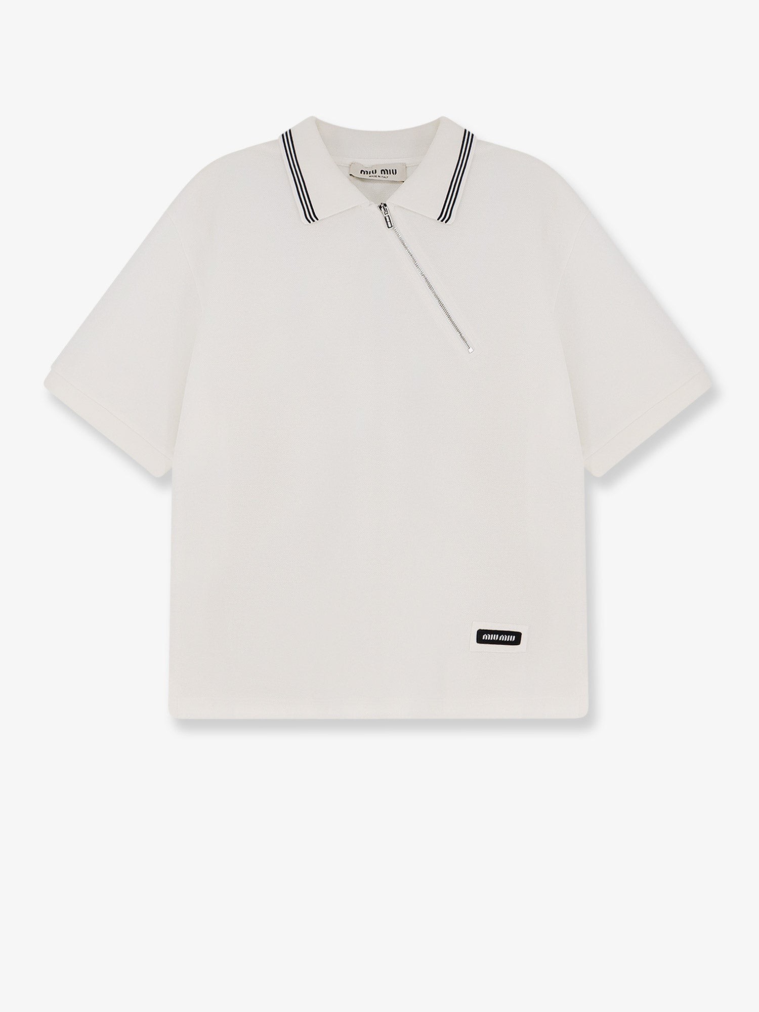 Miu Miu Cotton Polo Shirt With Asymmetric Zip