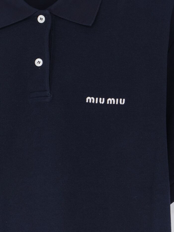 Miu Miu Cotton Polo Shirt With Front Embroidered Logo