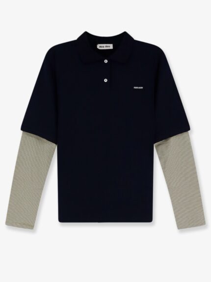 Miu Miu Cotton Polo Shirt With Front Embroidered Logo