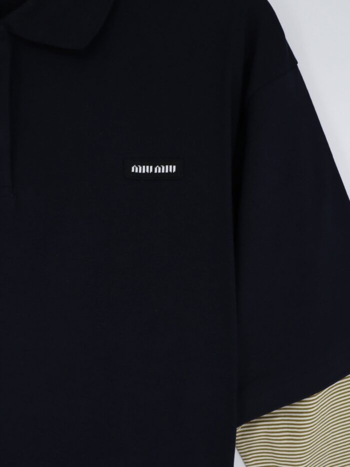 Miu Miu Cotton Polo Shirt With Front Embroidered Logo