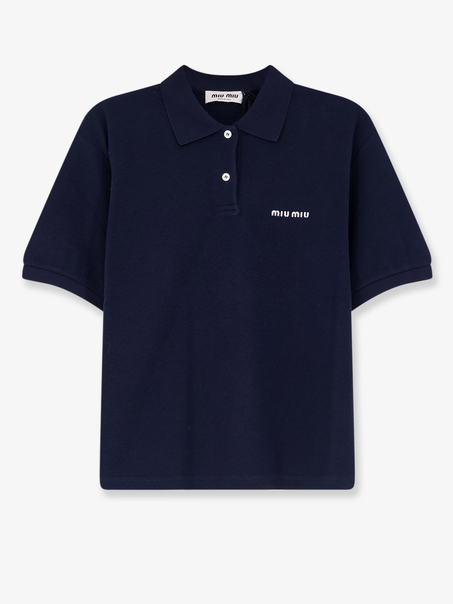 Miu Miu Cotton Polo Shirt With Front Embroidered Logo