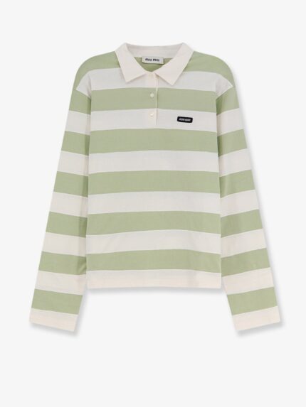 Miu Miu Cotton Polo Shirt With Striped Pattern