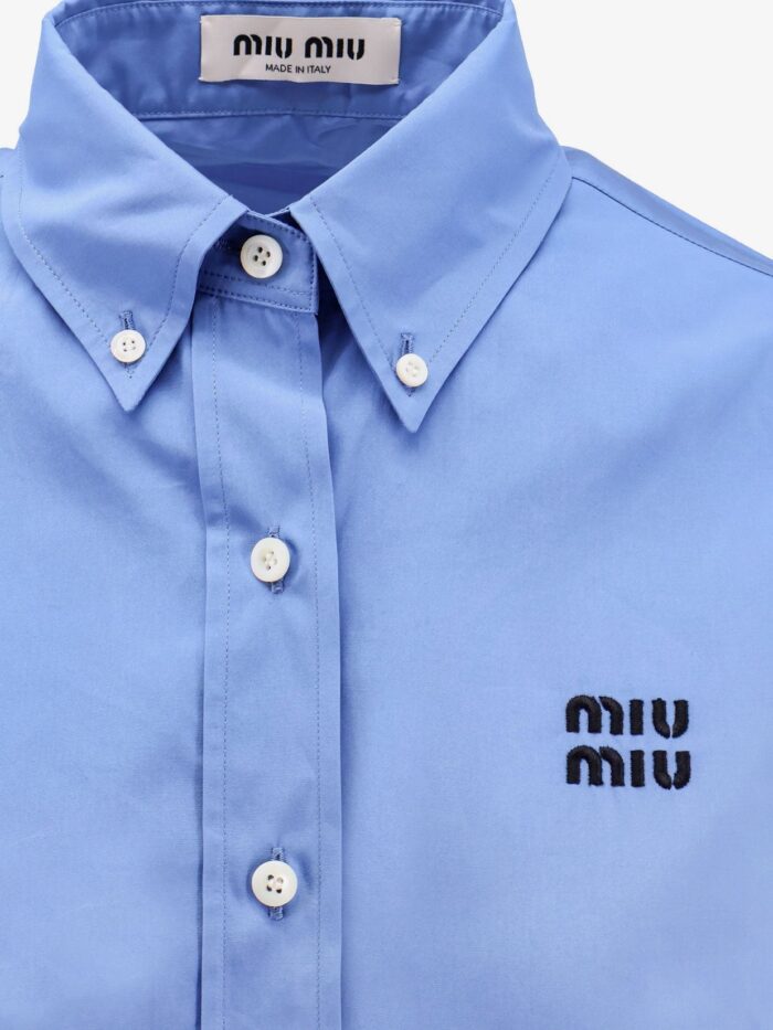 Miu Miu Cotton Popeline Shirt With Logo Embroidery