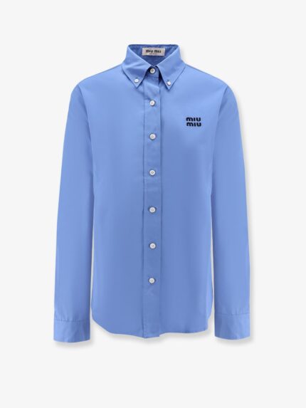 Miu Miu Cotton Popeline Shirt With Logo Embroidery