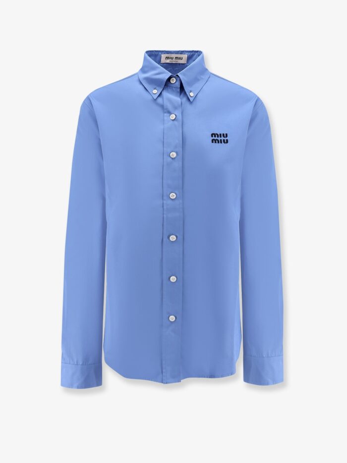 Miu Miu Cotton Popeline Shirt With Logo Embroidery