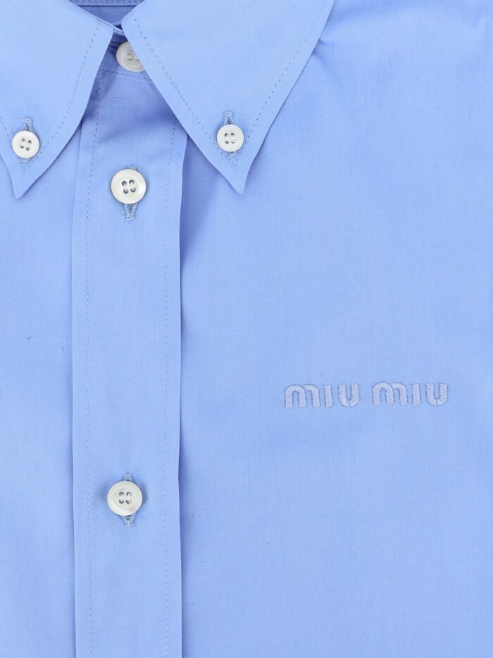 Miu Miu Cotton Shirt With Front Embroidered Logo