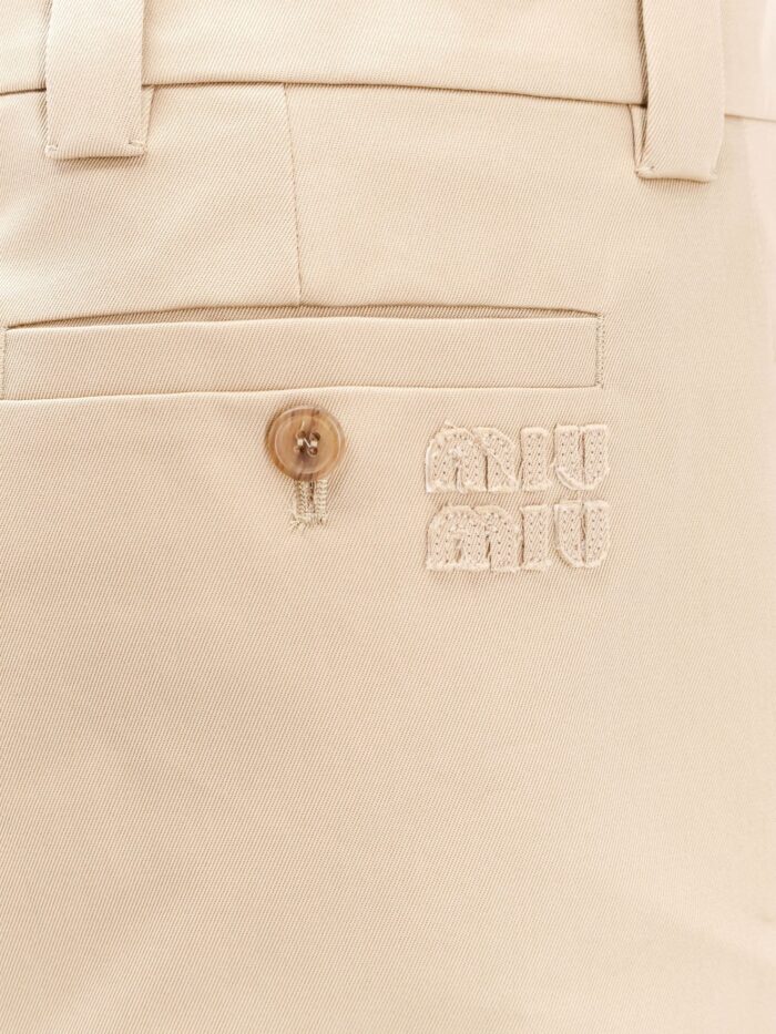 Miu Miu Cotton Skirt With Check Insert On The Bottom