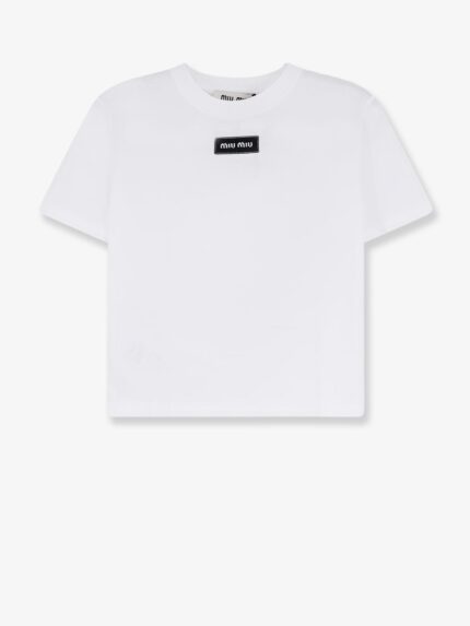 Miu Miu Cotton T-shirt With Embroidered Logo On The Front