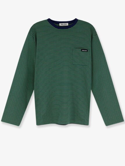 Miu Miu Cotton T-shirt With Striped Pattern