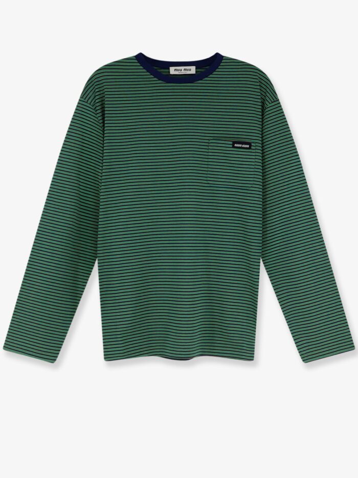 miu miu cotton t shirt with striped pattern Miu Miu Cotton T-shirt With Striped Pattern