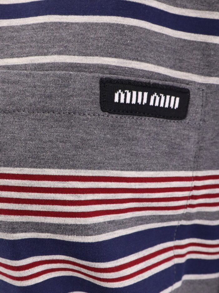 Miu Miu Cotton T-shirt With Striped Pattern