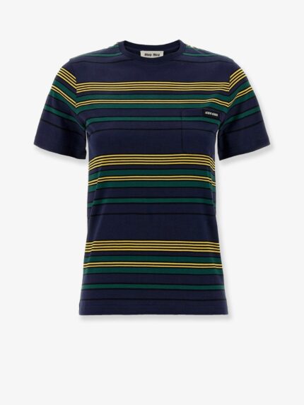 Miu Miu Cotton T-shirt With Striped Pattern