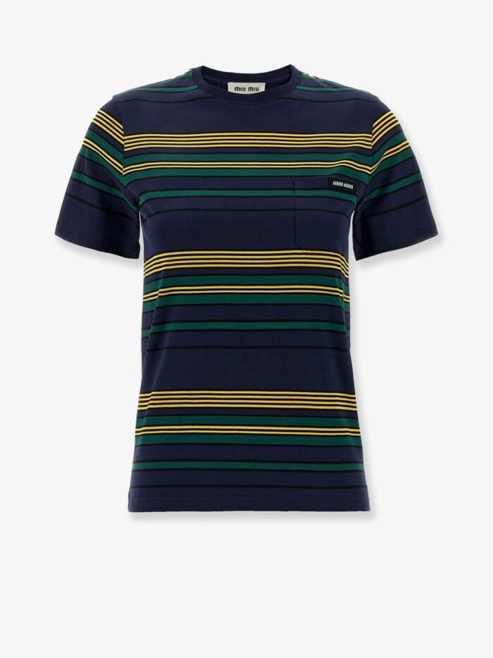Miu Miu Cotton T-shirt With Striped Pattern