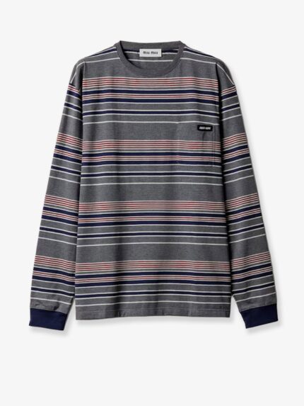 Miu Miu Cotton T-shirt With Striped Pattern