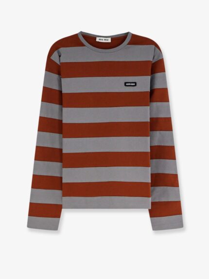 Miu Miu Cotton T-shirt With Striped Pattern