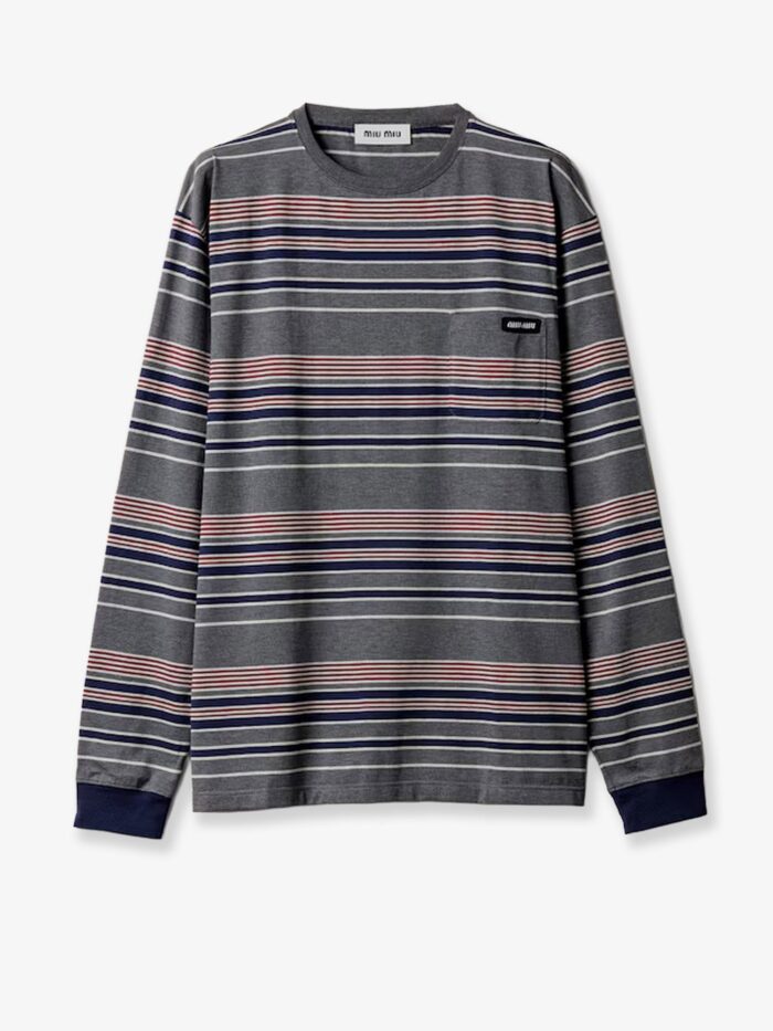Miu Miu Cotton T-shirt With Striped Pattern