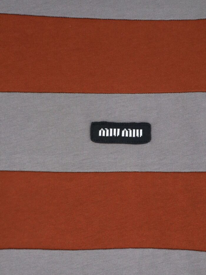 Miu Miu Cotton T-shirt With Striped Pattern