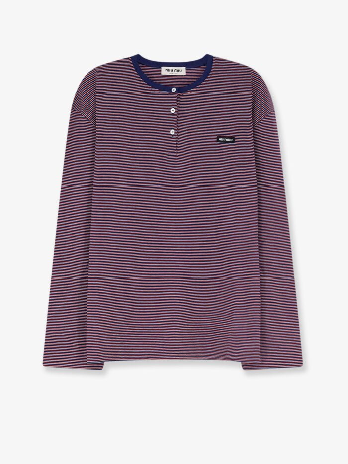 Miu Miu Cotton T-shirt With Striped Pattern