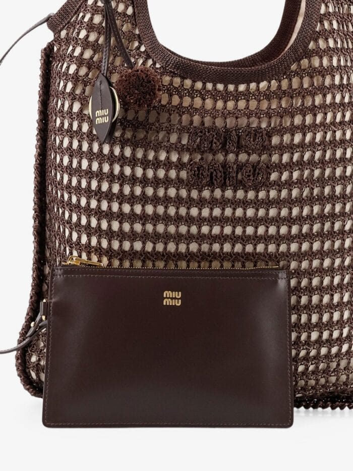 Miu Miu Crochet Mesh Shopping Bag With Tone-on-tone Logo On The Front