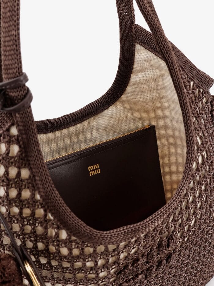 Miu Miu Crochet Mesh Shopping Bag With Tone-on-tone Logo On The Front