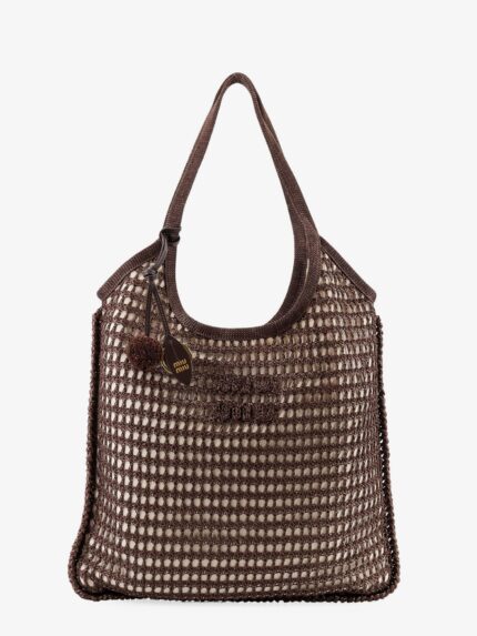 Miu Miu Crochet Mesh Shopping Bag With Tone-on-tone Logo On The Front