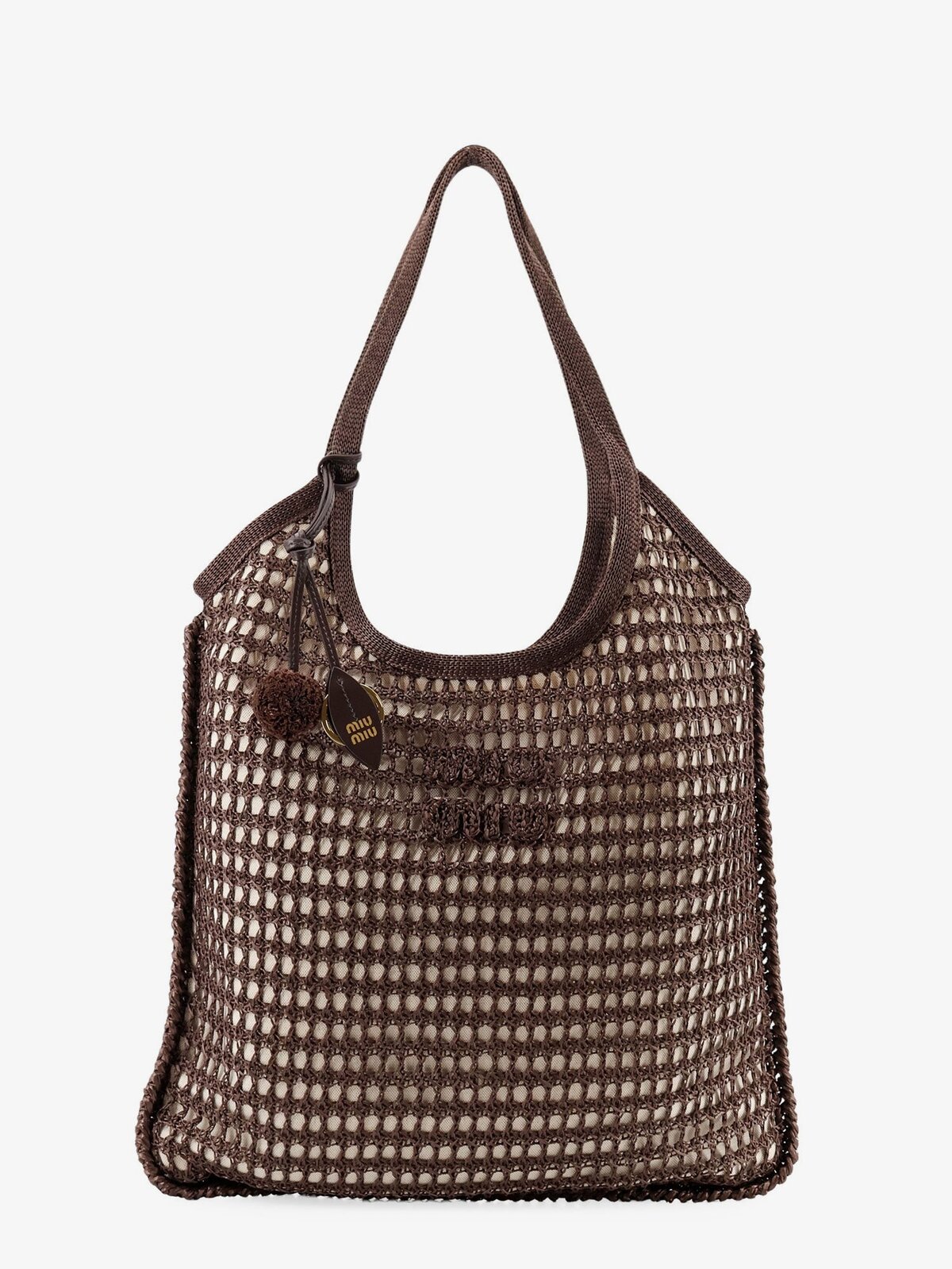 Miu Miu Crochet Mesh Shopping Bag With Tone-on-tone Logo On The Front