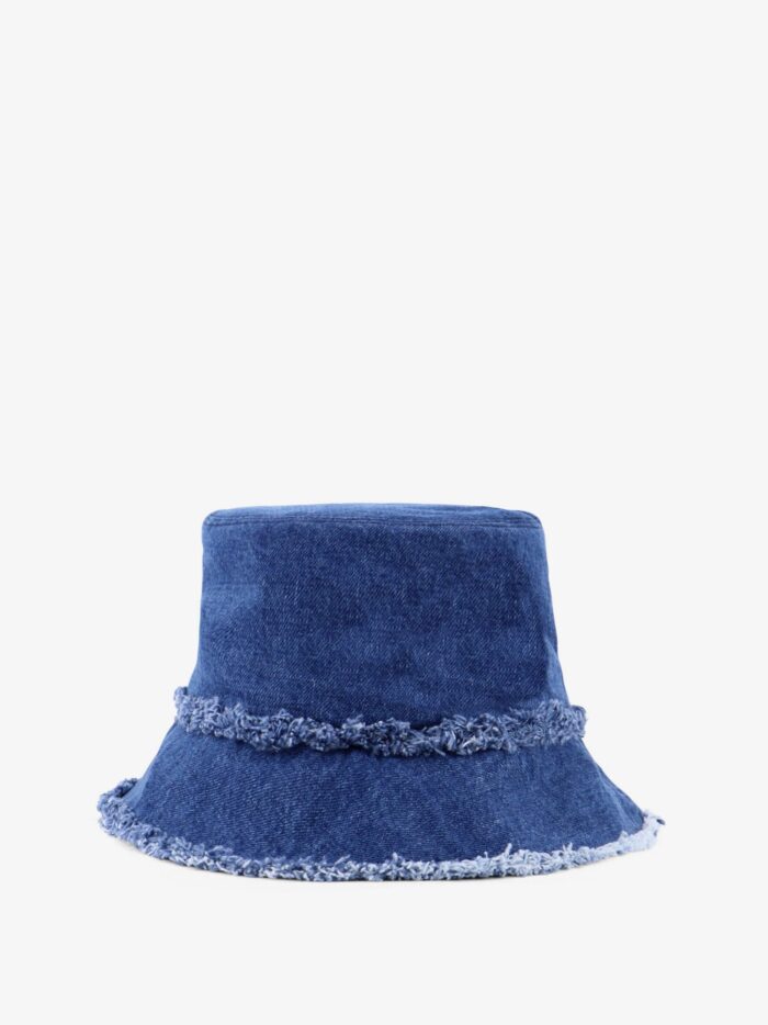 Miu Miu Denim Cloche With Logo Patch