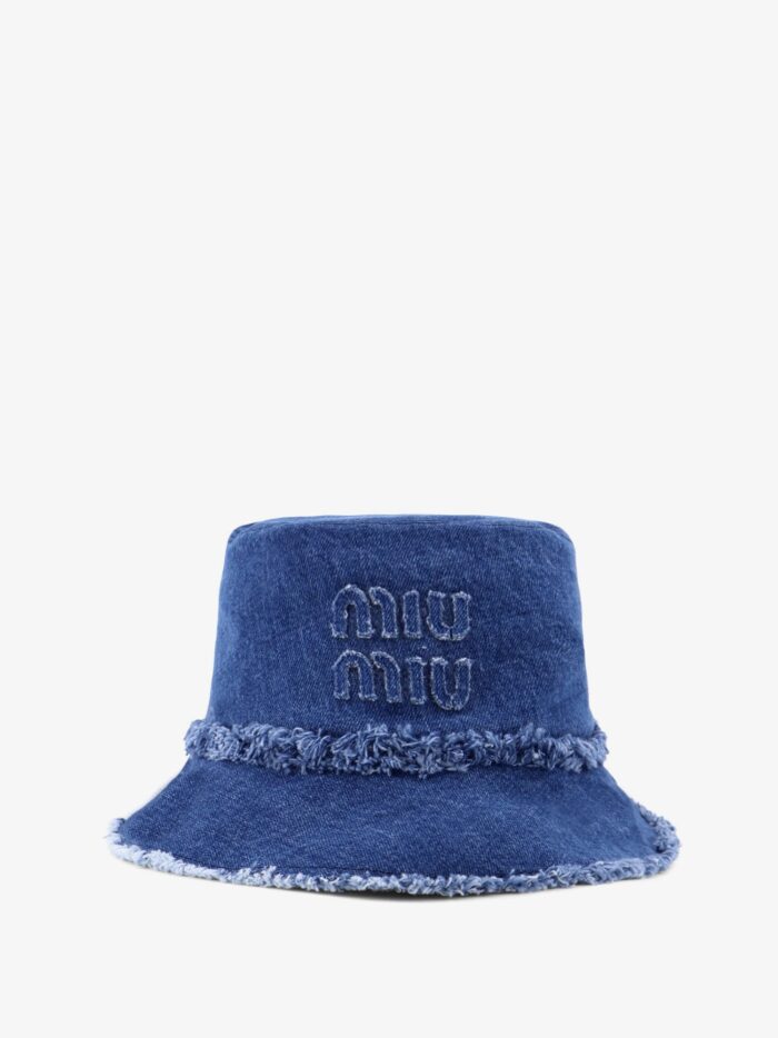 Miu Miu Denim Cloche With Logo Patch