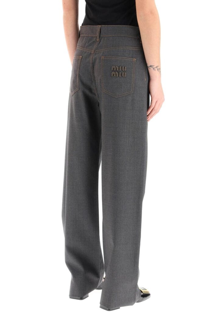 Miu Miu Denim-effect Cool Wool Pants