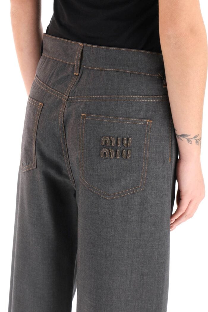 Miu Miu Denim-effect Cool Wool Pants