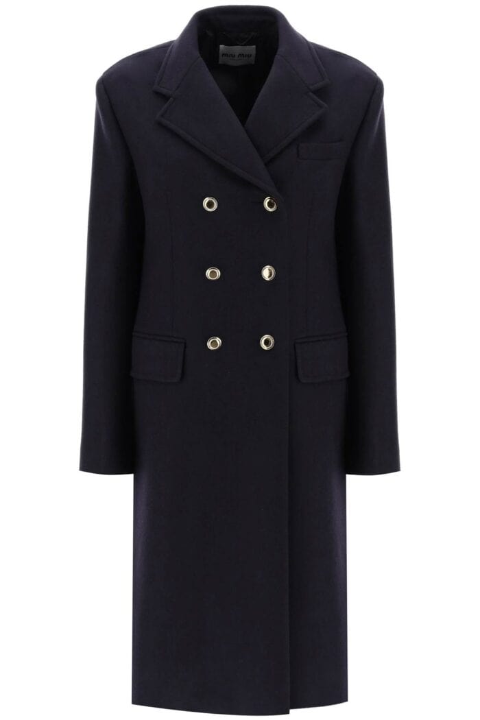 MIU MIU Double-breasted Virgin Wool Coat