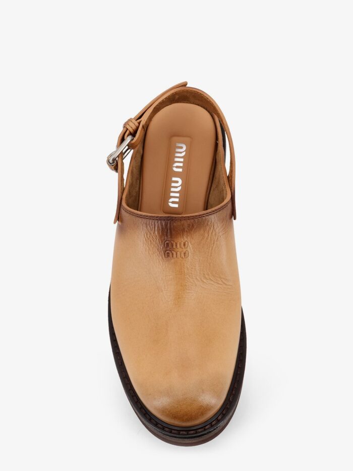 Miu Miu Foule Leather Sabot Sandals