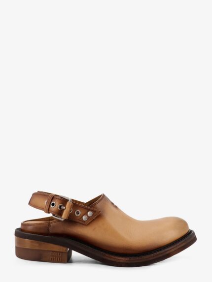 Miu Miu Foule Leather Sabot Sandals