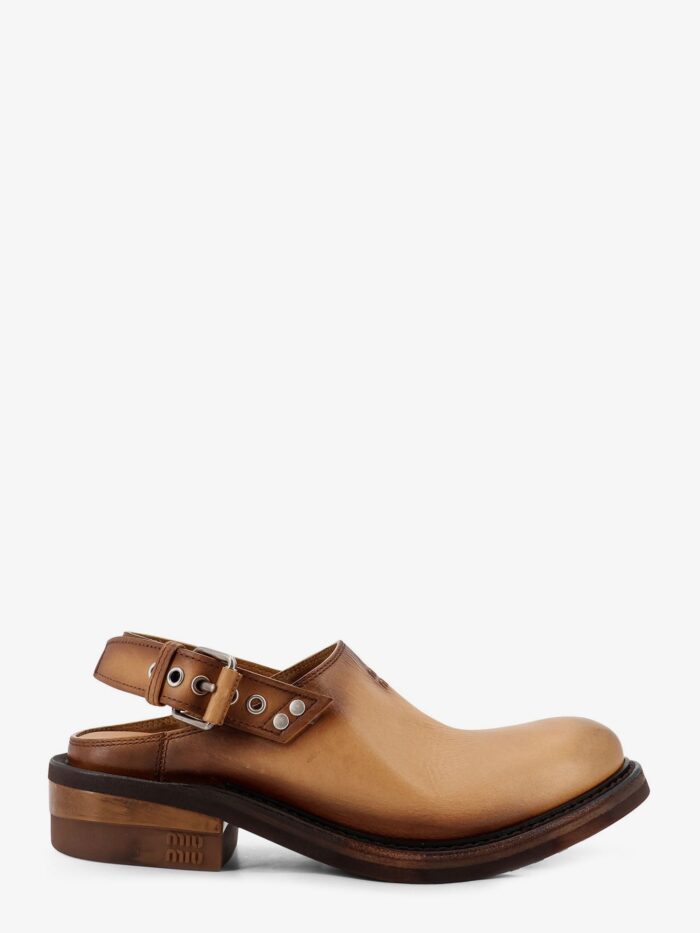 Miu Miu Foule Leather Sabot Sandals