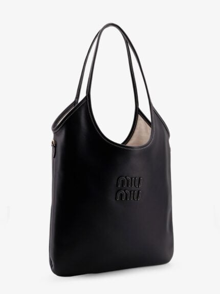Miu Miu Ivy Leather Shoulder Bag With Lettering Logo