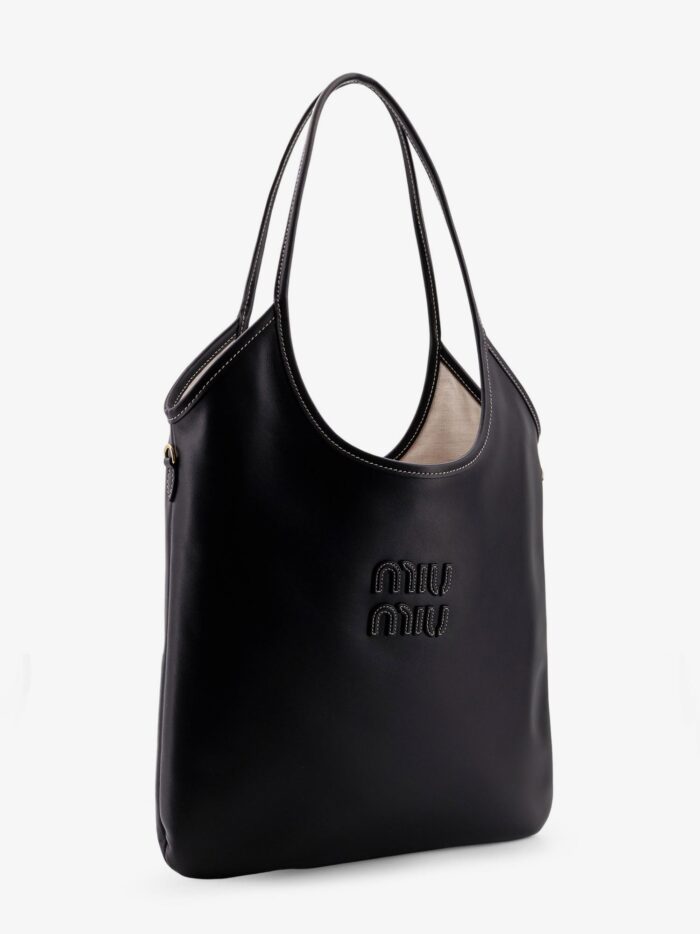 Miu Miu Ivy Leather Shoulder Bag With Lettering Logo