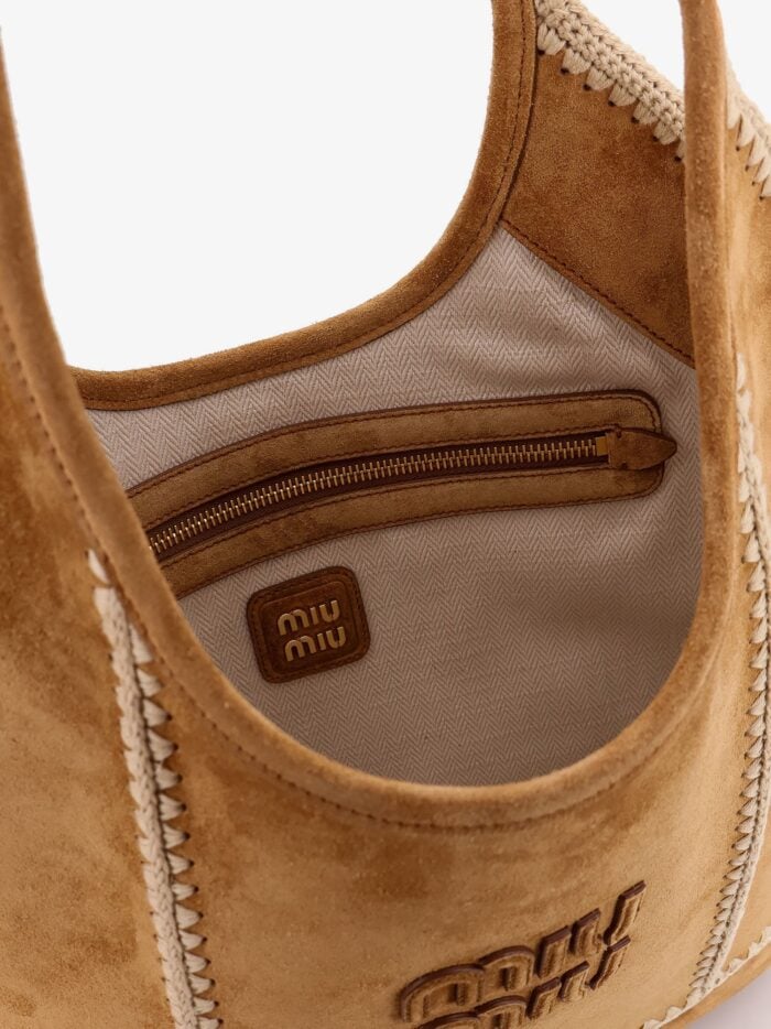 Miu Miu Ivy Suede And Crochet Shoulder Bag