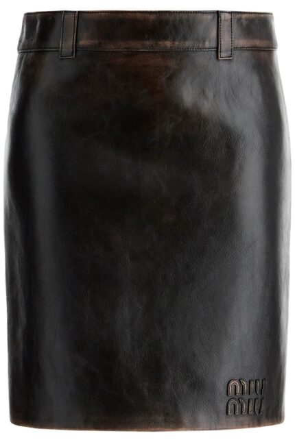 MIU MIU 'knee-length Leather Skirt With