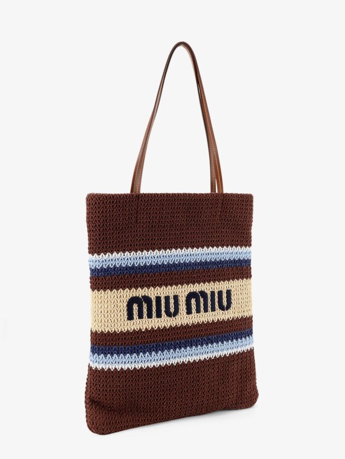 Miu Miu Knitted Shopping Bag With Embroidered Logo On The Front