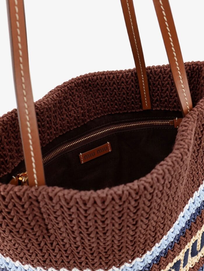 Miu Miu Knitted Shopping Bag With Embroidered Logo On The Front