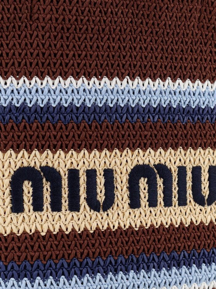 Miu Miu Knitted Shopping Bag With Embroidered Logo On The Front